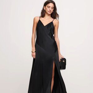 Banana Republic Black Bias-Cut Silk Maxi Dress - XS